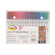 Prism Dual Tip Brush Pens - Signature Set of 36 Colors featuring brush and fine tips for versatile coloring and drawing.

