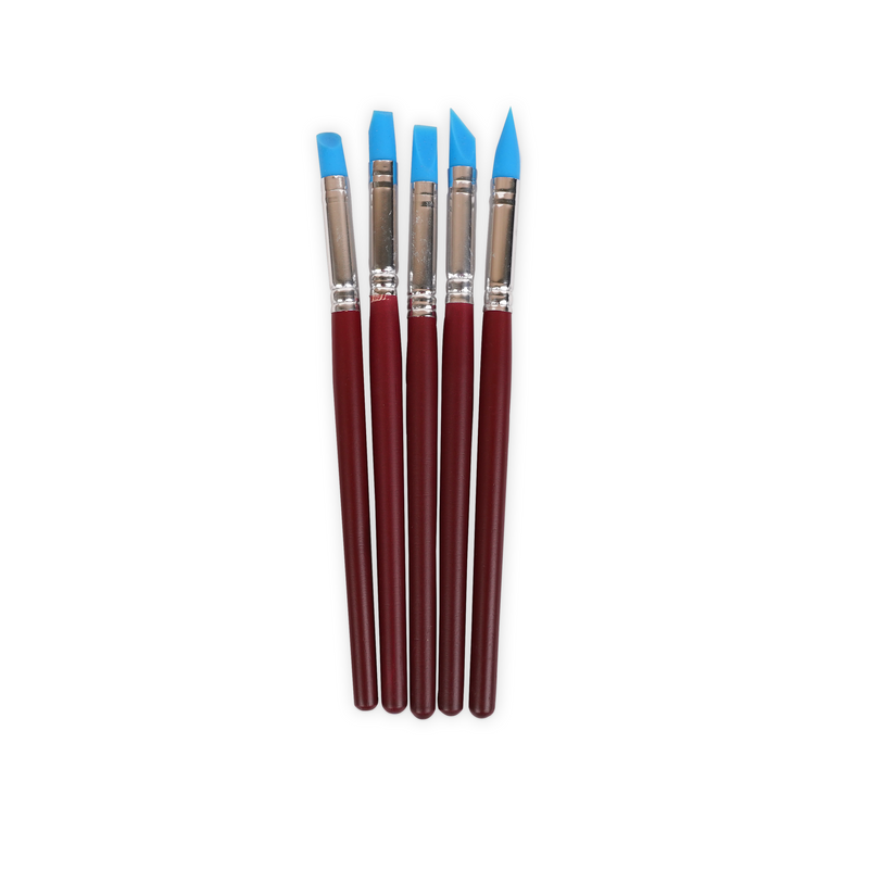 Professional Paint Brush Set 5-Piece with Silicon Rubber Tips