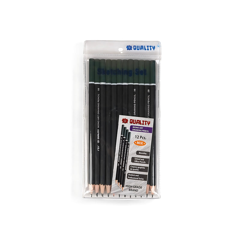 Quality Mono Art Drawing Pencil Set, 12-piece set with a mix of hardness grades for versatile sketching and drawing.

