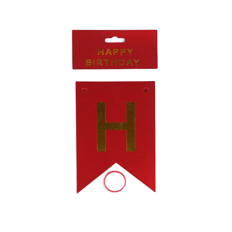Red & Gold Happy Birthday Banner – Bold and Festive Party Decoration