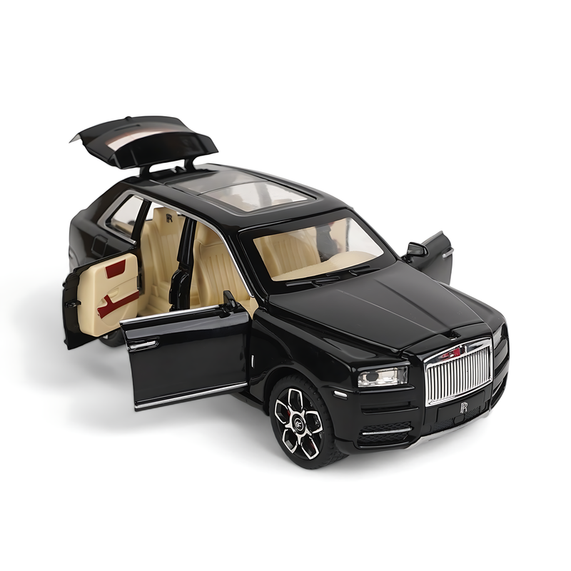 Rolls-Royce Cullinan Diecast Model - Premium Black Miniature with Opening Doors and Realistic Interior