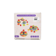 Round Bottom Buckle Sleeve Column wooden stacking and sorting toy with colorful geometric shapes for kids aged 3+, promoting fine motor skills and shape recognition.