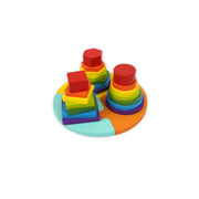 Round Bottom Buckle Sleeve Column wooden stacking and sorting toy with colorful geometric shapes for kids aged 3+, promoting fine motor skills and shape recognition. img2