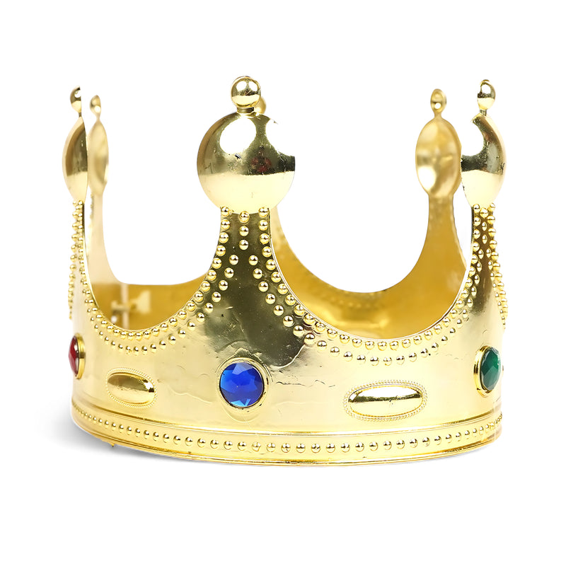 Royal Gold & Silver Crown with Gem Accents – Majestic Party & Costume Accessory