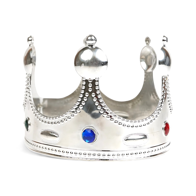 Royal Gold & Silver Crown with Gem Accents – Majestic Party & Costume Accessory