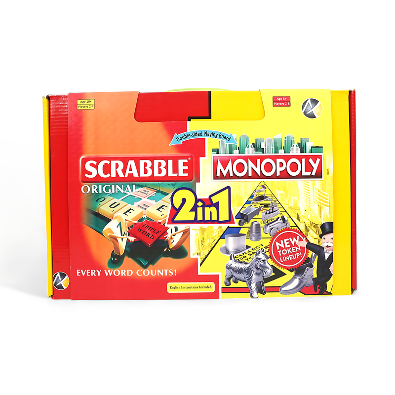 Scrabble and Monopoly 2-in-1 Board Game Set – Double the Fun for Families