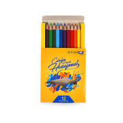Shark Hexagonal Colour Pencils 12 Colors - Fat Variant in vibrant packaging with ergonomic design.

