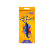 Shark Hexagonal Colour Pencils 12 Colors - Tall Variant in vibrant packaging with ergonomic design.