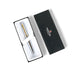 Sheaffer 300 Ballpoint Pen with chrome finish and gold trim, presented in a Sheaffer-branded gift box, ideal for professionals and gifting.

