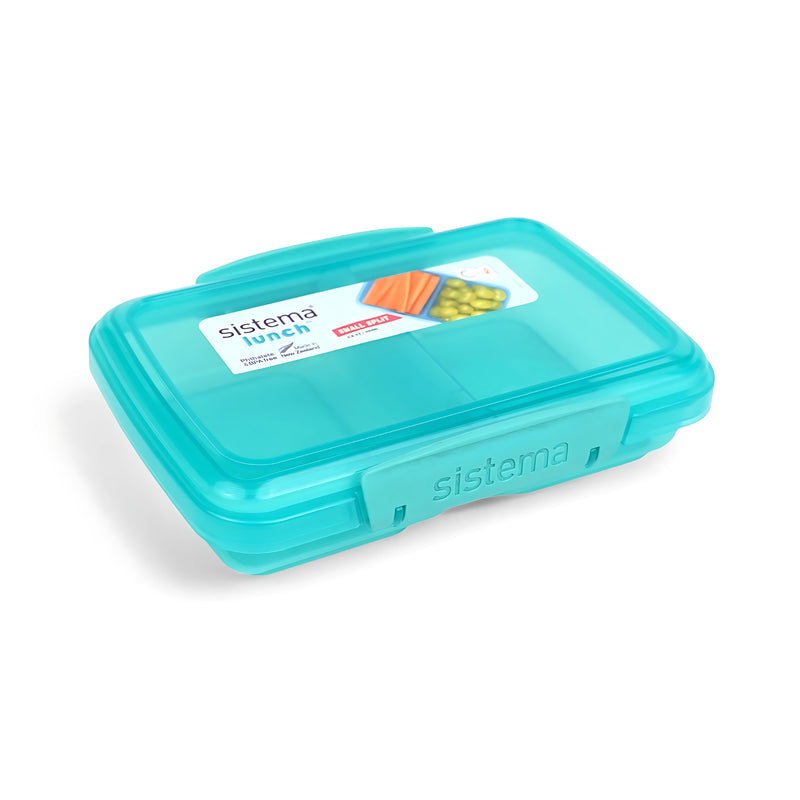 Sistema Lunch Box with Dividers in turquoise, perfect for packing balanced meals. Features multiple compartments and a secure locking lid for portability and freshness.






