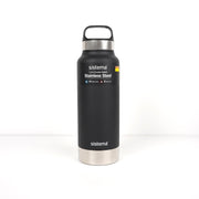 Sistema 1 Litre Stainless Steel Bottle in Black, featuring double-wall insulation for maintaining hot and cold beverages.

