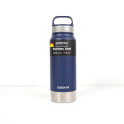 Sistema 650ml Stainless Steel Bottle in Blue, featuring double-wall insulation for maintaining hot and cold beverages.

