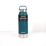 Sistema 650ml Stainless Steel Bottle in Cyan, featuring double-wall insulation for maintaining hot and cold beverages.


