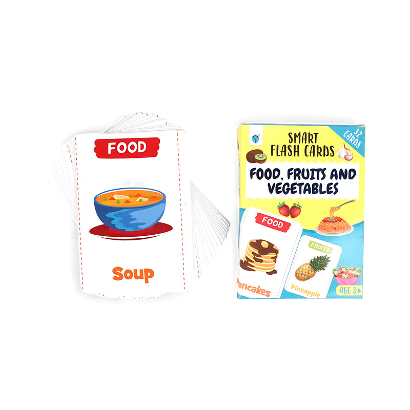 Smart Flash Cards - Food, Fruits, and Vegetables for Kids, 32 Colorful Flash Cards for Early Learning

