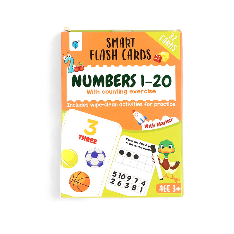 Smart Flash Cards - Numbers 1-20 with Counting Exercise and Wipe-Clean Activities