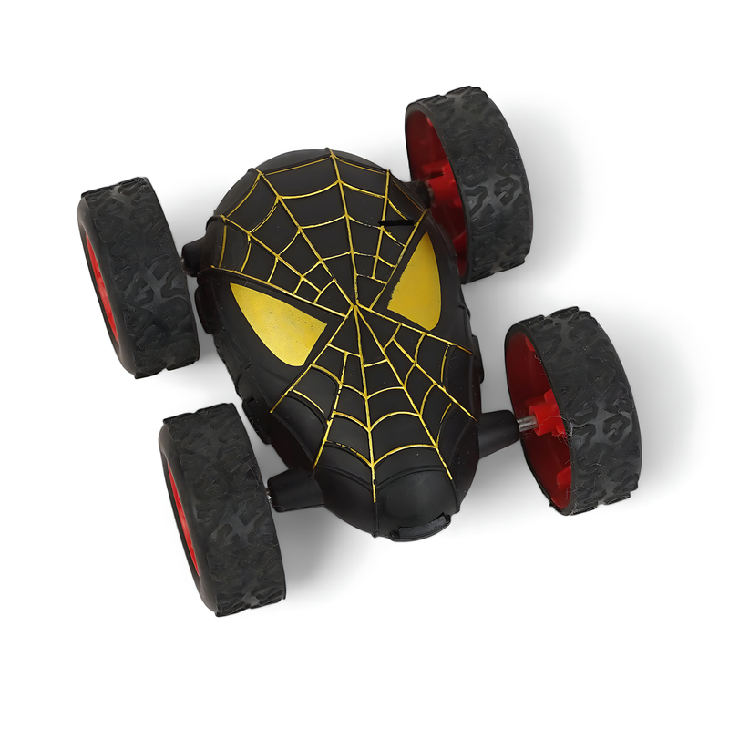 Spider-Themed Stunt Car - Blue, Red and Black - Web Design Toy Vehicle with 360° Rotating Wheels