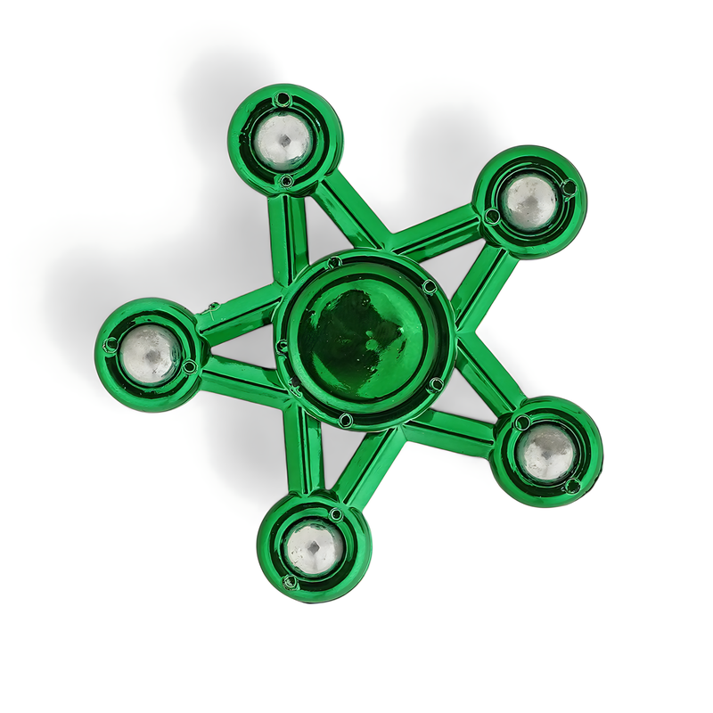 Star-Themed Fidget Spinner - Metallic Green Design with Smooth Spinning Action