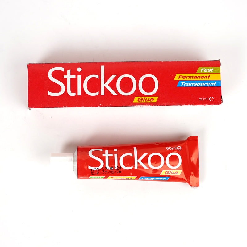 Stickoo Transparent Glue -- 60ml – Fast, permanent adhesive available in multiple sizes for crafting, home, and office use.