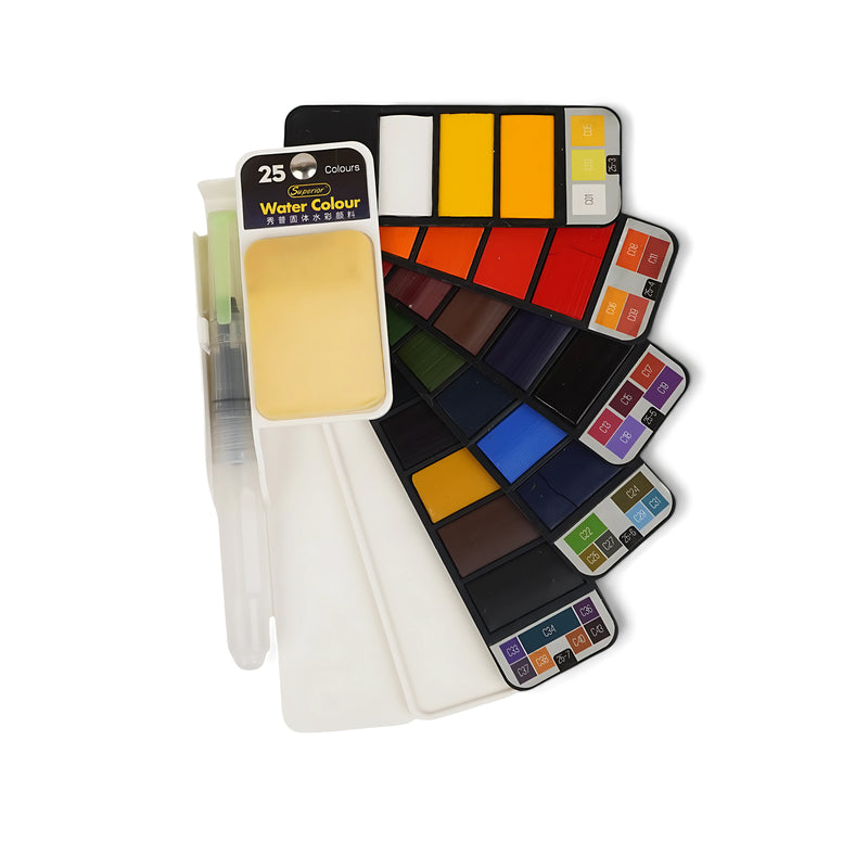 Superior Water Colour Set - Available in 25, 33, and 42 Vibrant Colours with Brush for Artistic Excellence
