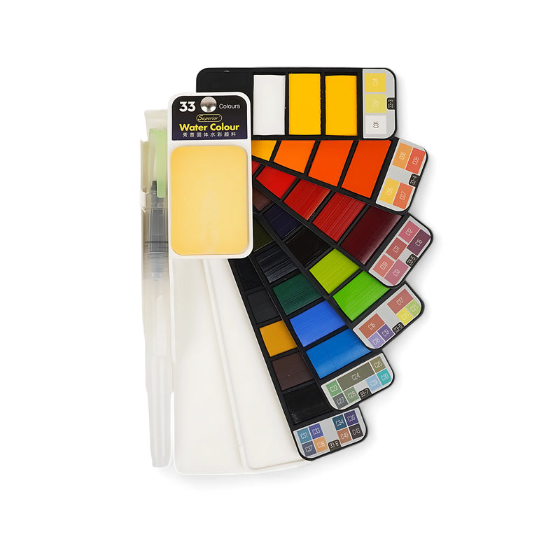 Superior Water Colour Set - Available in 25, 33, and 42 Vibrant Colours with Brush for Artistic Excellence