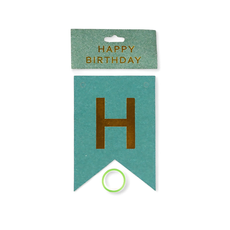 Teal and Gold "Happy Birthday" Banner Set - Elegant Birthday Party Decoration
