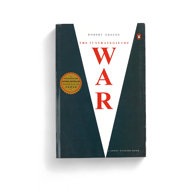 Cover of The 33 Strategies of War by Robert Greene, featuring a sleek black, white, and red design symbolizing power, precision, and strategy.






