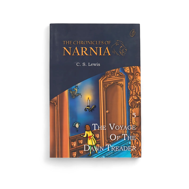 Cover of The Voyage of the Dawn Treader by C.S. Lewis, featuring an enchanting doorway and whimsical designs, evoking a sense of magic and adventure.

