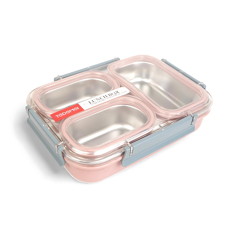 Todomei Stainless Steel Lunch Box - Dual Compartment with Pink and Blue Variants