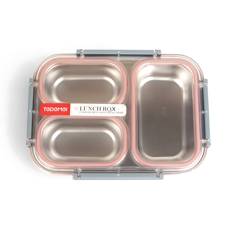 Todomei Stainless Steel Lunch Box - Dual Compartment with Pink and Blue Variants