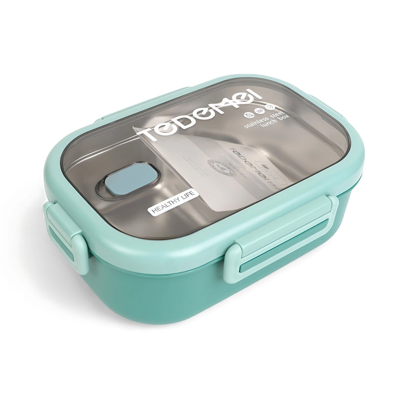 Todomei Stainless Steel Lunch Box with Mint Green Accents - Durable and Leak-Proof Meal Storage
