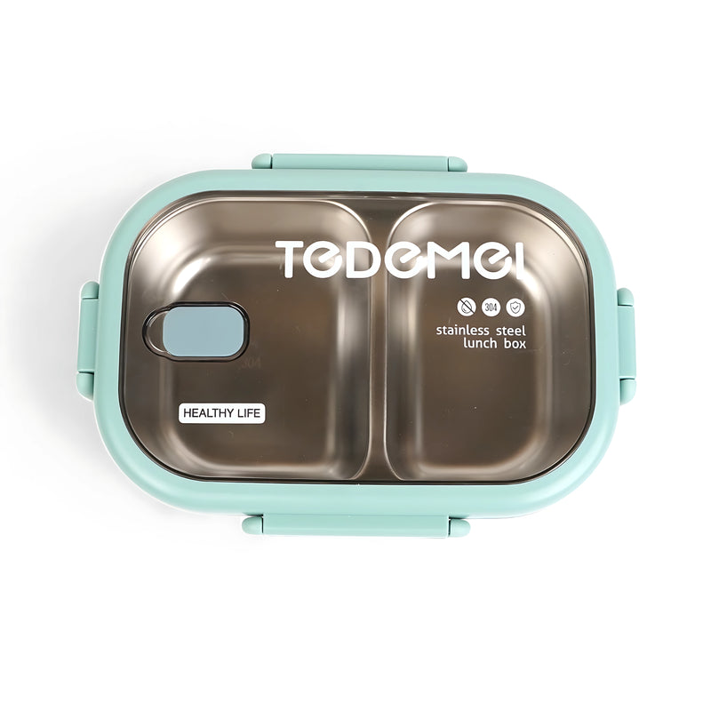 Todomei Stainless Steel Lunch Box with Mint Green Accents - Durable and Leak-Proof Meal Storage