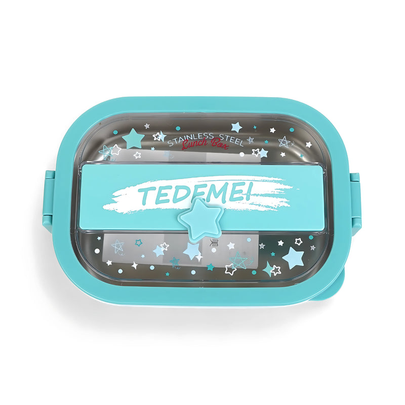 Todomei Stainless Steel Lunch Box with Star Design - Blue. Green and Pink - Fun and Stylish Storage Solution