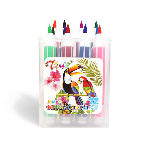 Tongyiz Jumbo Markers - Set of 12 colors designed for young artists featuring easy grip for creative expression.

