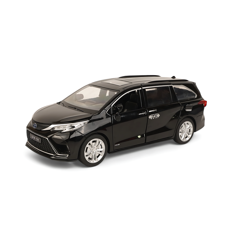Toyota Granvia Diecast Model - Sleek Black Miniature with Opening Doors and Realistic Interior