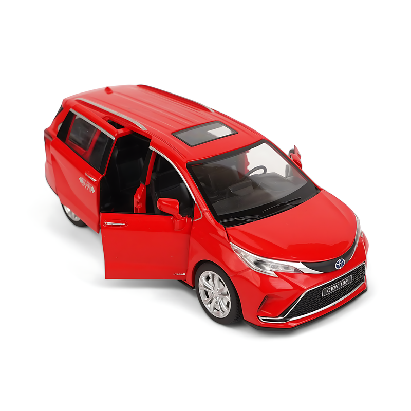 Toyota Sienna Diecast Model - Vibrant Red Minivan Miniature with Sliding Doors and Realistic Interior