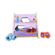 Traffic Matching Box – 8-piece wooden set with colorful traffic vehicles and matching board for toddlers aged 36+ months img2