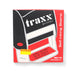 Traxx 9013 self-inking stamp with 22 x 58 mm customizable text plate, displayed in red and black packaging, ideal for professional and personal use.

