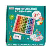 Treehole 3-in-1 Wooden Multiplication Board Game – Educational Math Learning Tool for Kids 36+ months, colorful numbered blocks with flashcards and dice.