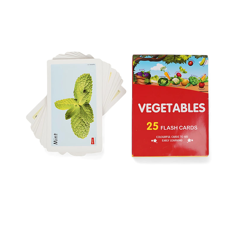 Vegetables Flash Cards - 25 Colorful Cards for Early Learning (Age 3+)