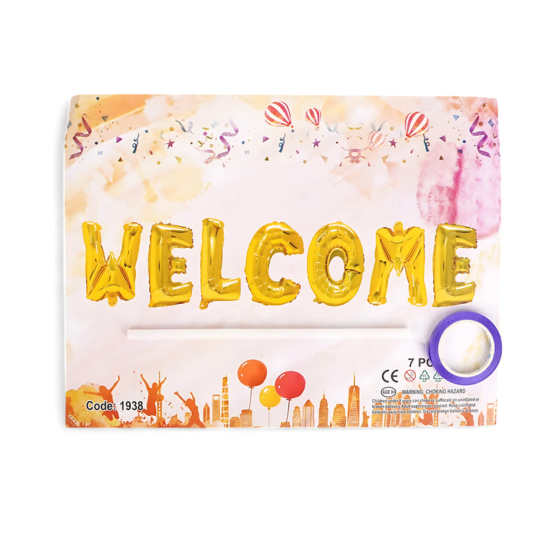 "Welcome" Gold Foil Balloon Set – Perfect for Celebrations and Events