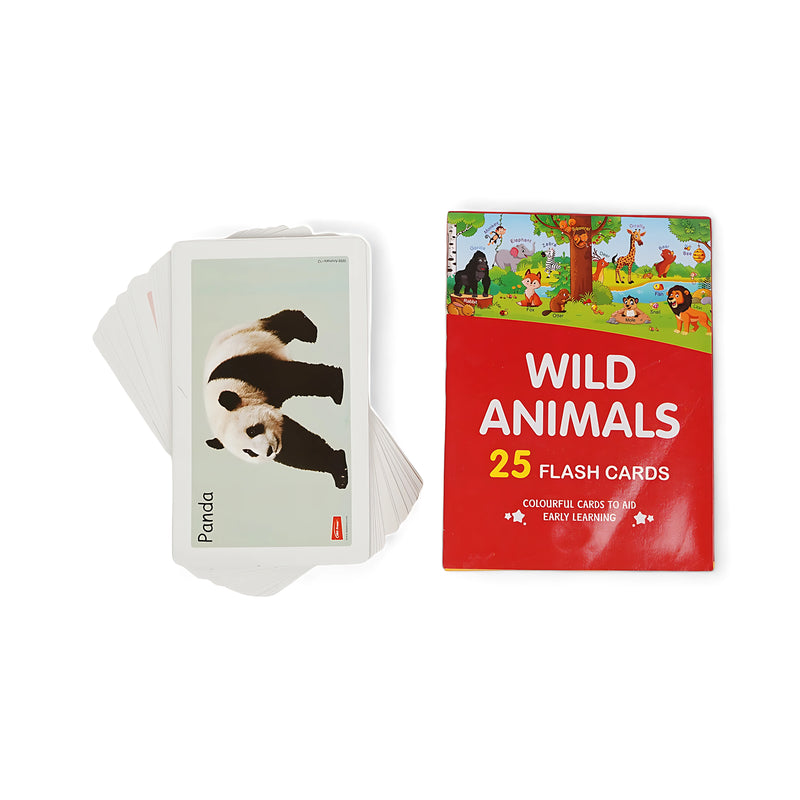 Wild Animals Flash Cards - 25 Colorful Cards for Early Learning (Age 3+)