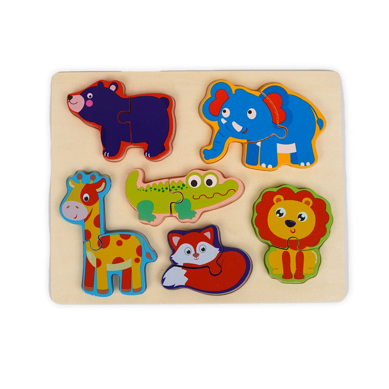 Wooden Animal Puzzle Set for Toddlers - 6 Pieces