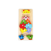 Wooden bear-shaped puzzle featuring colourful numbered pieces from 1 to 10, designed to help toddlers develop number recognition, fine motor skills, and problem-solving abilities. img2
