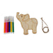 Wooden Elephant Painting Kit for Kids with 6 colorful markers and twine for hanging decoration.

