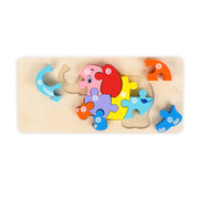 Wooden elephant-shaped puzzle featuring colourful numbered pieces from 1 to 10, designed to help toddlers develop number recognition, fine motor skills, and problem-solving abilities. img2
