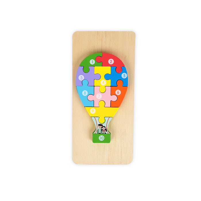 Wooden Hot Air Balloon Puzzle – Colourful Number Learning Toy for Toddlers