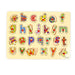 Wooden lowercase alphabet peg puzzle featuring colorful, patterned letters with easy-to-grip pegs, designed to help kids learn letter recognition and improve fine motor skills.