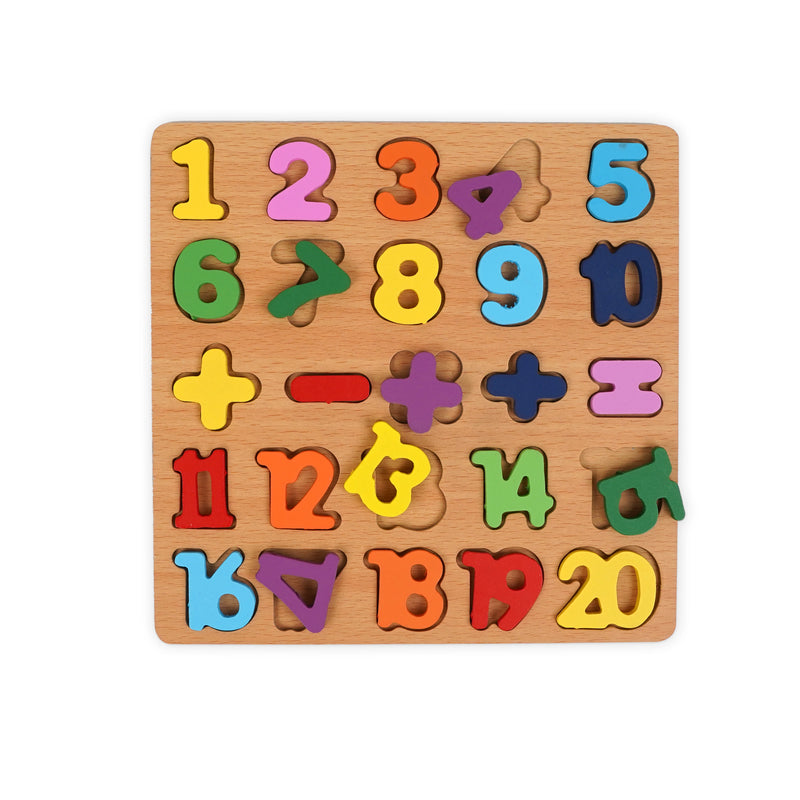 Wooden Numbers and Math Puzzle Board – Educational Learning Tool for Toddlers