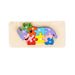 Wooden rhino-shaped puzzle featuring brightly coloured numbered pieces from 1 to 10, designed to help toddlers develop number recognition, fine motor skills, and problem-solving abilities.
