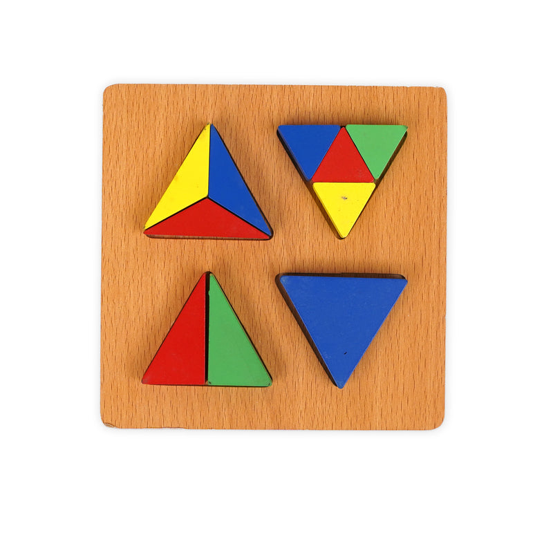 Wooden Triangle Puzzle – Colourful Geometric Shape Sorting Toy for Toddlers